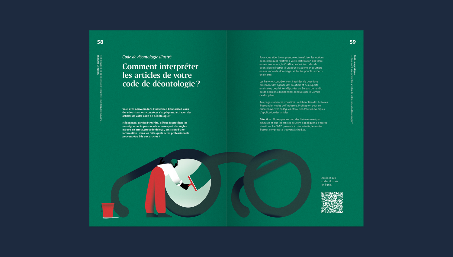 Page de la revue Accent 2025 sur fond vert, avec illustration graphique, démontrant la conception éditoriale dynamique et l'intégration visuelle.