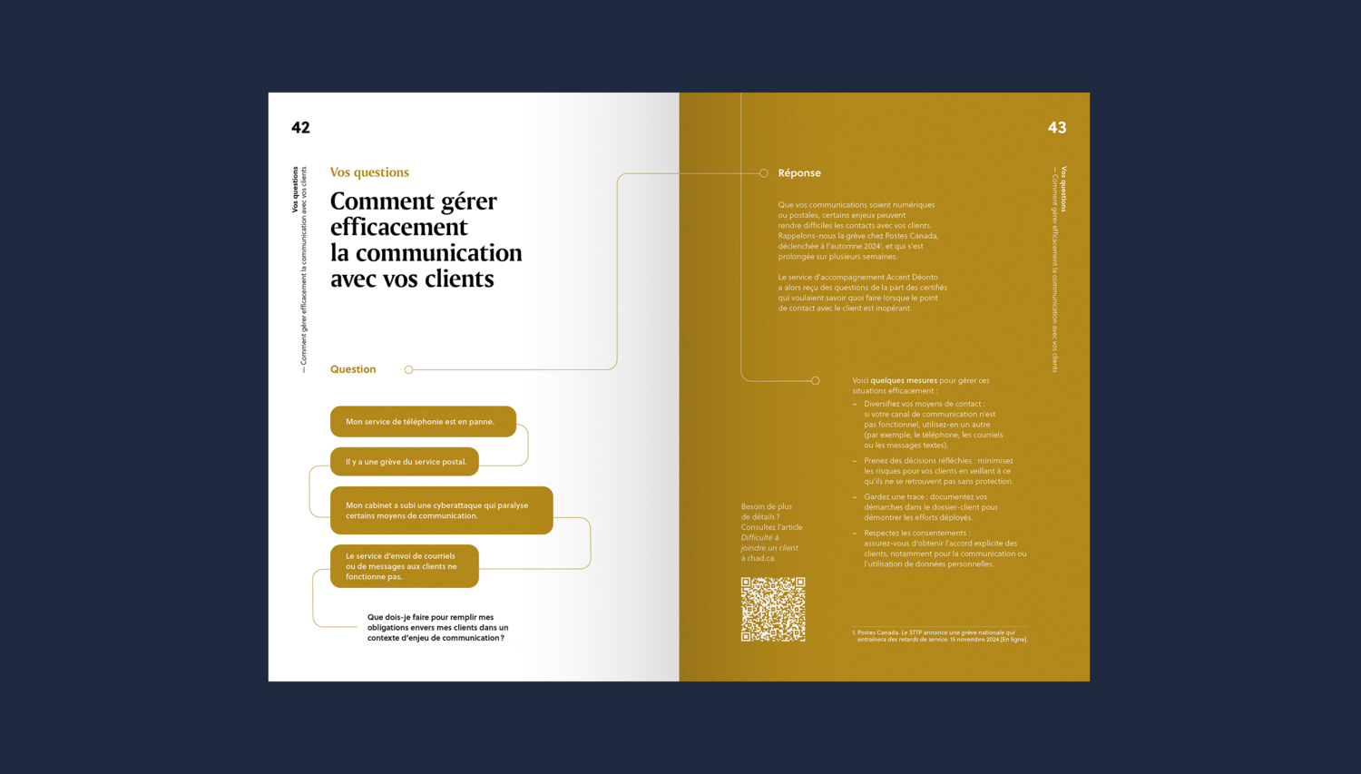 Pages de la revue Accent 2025 sur fond jaune, avec typographie claire et sections organisées, soulignant l'efficacité du design éditorial.